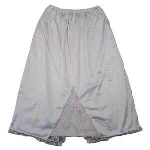 Vtg Greenco Maid Half Slip Size L Lilac Lace Trim Elastic Waist Cottage Coquette